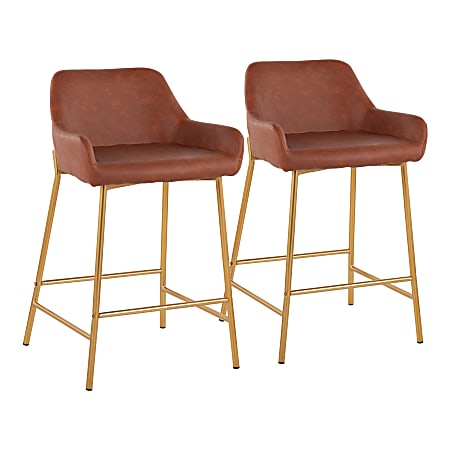Lumisource Daniella Counter Stools, Camel/Gold, Set Of 2 Stools, B24DNLA2AUPUCAM2
