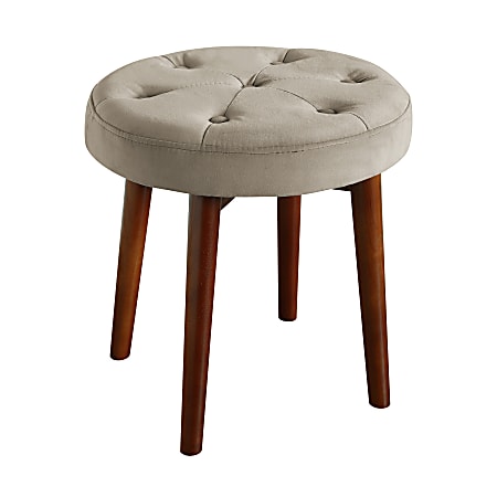 Elle Décor Penelope Round Tufted Stool, Warm Taupe/Brown