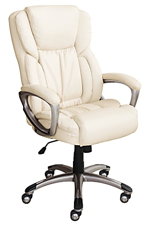 Serta Works Bonded Leather High Back, Office Chair Cream Leather