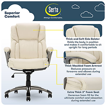 Serta Works Ergonomic Bonded Leather High Back Office Chair