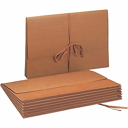 Smead Redrope Expanding Wallet With Cloth Tape Tie, 5 1/4" Expansion, 9 1/2" x 14 3/4", Red Fiber