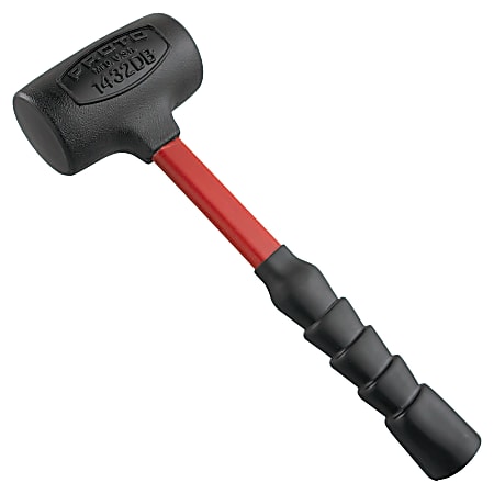 Proto Dead Blow Hammer, 3 lb Head, 2-1/2 in Dia., 14 in Handle, Black/Red