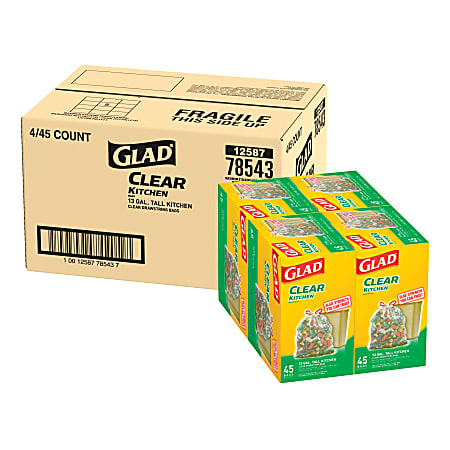 Glad® Tall Kitchen Recycling Drawstring Trash Bags, 13 Gallons, Carton Of 180 Bags