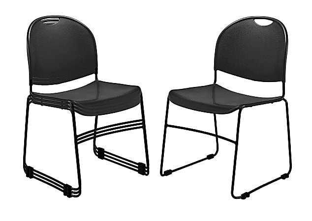 National Public Seating Commercialine Multipurpose Ultra Compact Stack Chairs, Black, Set Of 4 Chairs