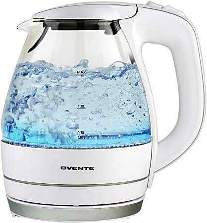 Ovente KG83B 1.5 Liter Electric Hot Water Kettle, White