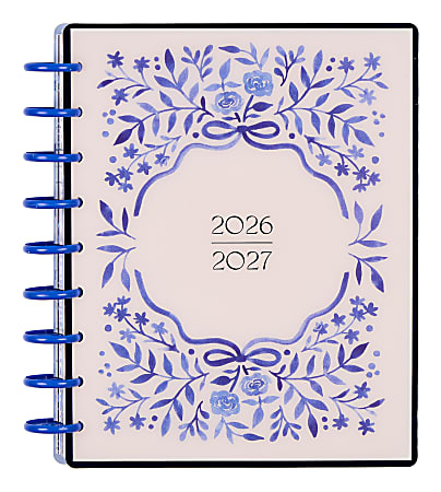 Happy Planner Monthly/Weekly Classic Disc-Bound Academic Planner, 7" x 9-1/4", Cottage Blues, July 2026 to June 2027, Total Quantity 1