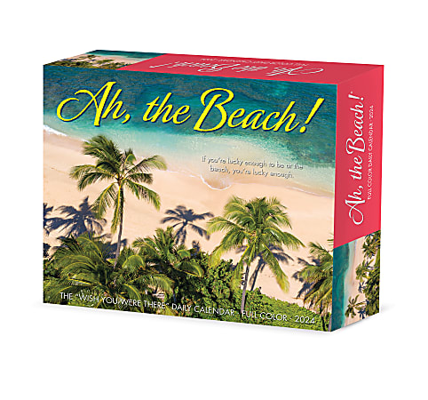 2024 Willow Creek Press Page-A-Day Daily Desk Calendar, 5" x 6", Ah the Beach, January To December
