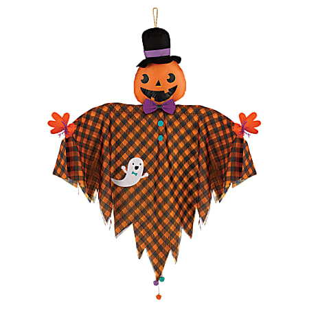 Amscan Halloween Large Hanging Pumpkin Decoration, 48"H x 48"W x 5"D, Multicolor