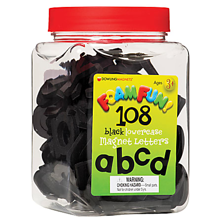 Dowling Magnets Foam Fun Lowercase Magnet Letters, Black, Pre-K - Grade 4, Pack Of 108 Letters