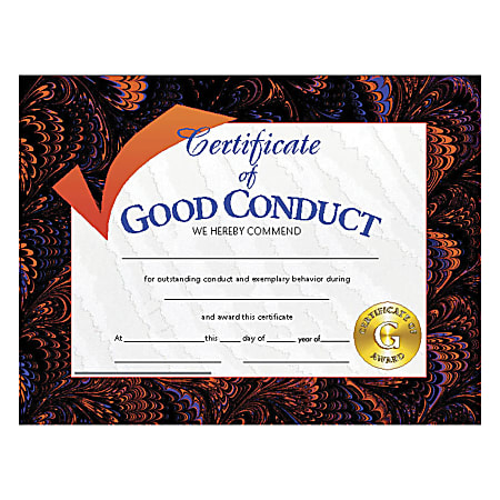 Hayes Certificates Of Good Conduct, 8 1/2" x 11", Multicolor, 30 Certificates Per Pack, Bundle Of 6 Packs