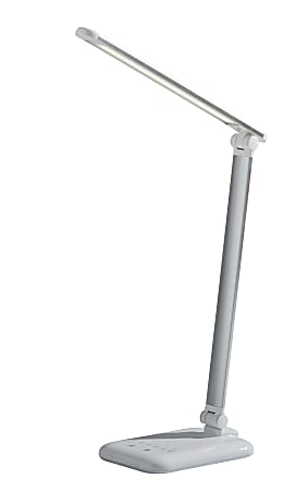 Adesso® Simplee Lennox LED Desk Lamp with USB Port, 16-1/4"H, Matte Silver Shade/Glossy White Base