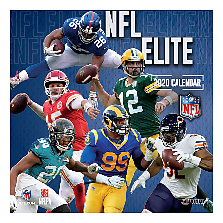 Turner Licensing Monthly Wall Calendar, 12" x 12", NFL Elite, 2020