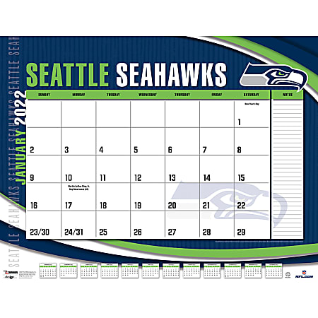 Lang Turner Licensing Monthly Desk Calendar, 22” x 17”, Seattle Seahawks, January To December 2022
