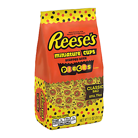Reese's Peanut Butter Cup Miniatures With Mini Pieces, 11 Oz, Pack Of 3 Bags