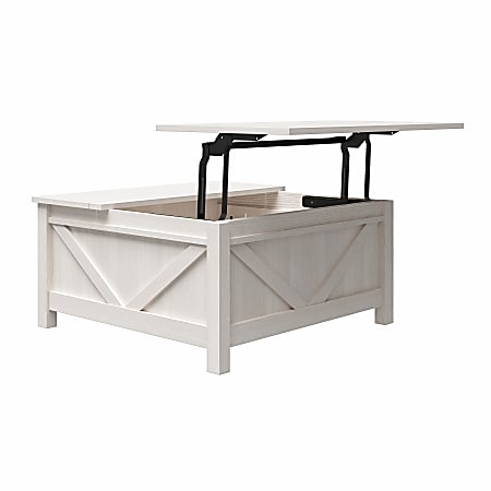 Ameriwood&trade; Home Farmington Lift-Top Coffee Table, 17-1/16"H x 35-15/16"W x 35-15/16"D, Ivory