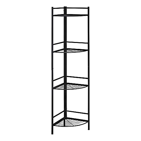 Monarch Specialties Abigail 58"H 4-Shelf Corner Etagere Bookcase, Black