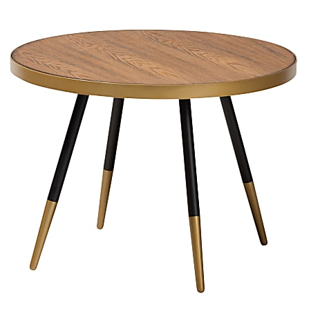 Baxton Studio Modern Coffee Table, 17-3/4"H x 24"W x 24"D, Black/Gold/Walnut