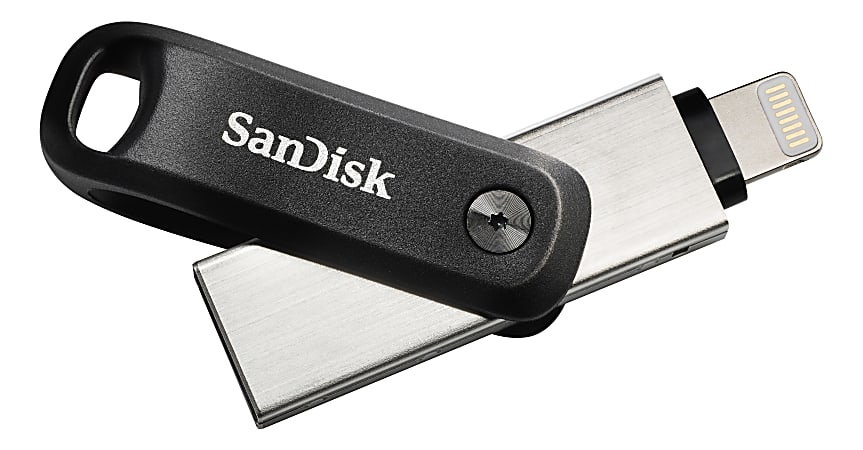 SanDisk&reg; iXpand USB 3.0/Lightning Flash Drive, 64GB, Silver