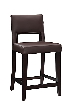Linon Hendry Faux leather Counter Stool, Dark Brown/Espresso