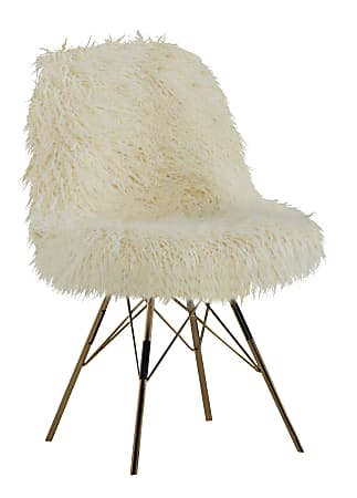 Gold chair with white fur 2025