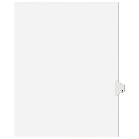 Avery® Individual Legal Dividers Avery® Style, Letter Size, Side Tab #17, White Dividers/White Tabs