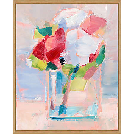 Amanti Art Abstract Flowers in Vase II by Ethan Harper Framed Canvas Wall Art Print, 20”H x 16”W, Maple