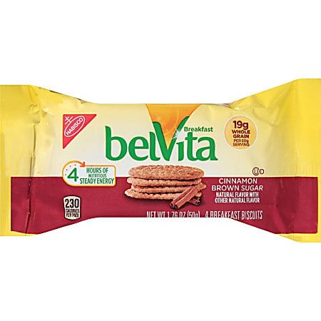 belVita Breakfast Biscuits - Individually Wrapped, Hydrogenated Oil-free, No Artificial Flavor, Sweetener-free - Brown Sugar - 1.76 oz - 8 / Box belVita Breakfast Biscuits - Individually Wrapped, Hydrogenated Oil-free, No Artificial Flavor, Sweetener-free - Brown Sugar - 1.76 oz - 8 / Box