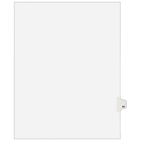 Avery® Individual Legal Dividers Avery® Style, Letter Size, Side Tab #20, White Dividers/White Tabs