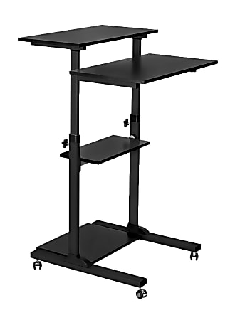 Mount-It! MI-7940B Mobile Stand-Up Desk, 30-1/2"H x 37"W x 4-1/4"D, Black