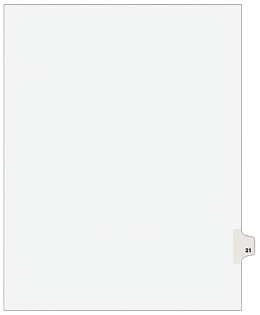 Avery® Individual Legal Dividers Avery® Style, Letter Size, Side Tab #21, White Dividers/White Tabs
