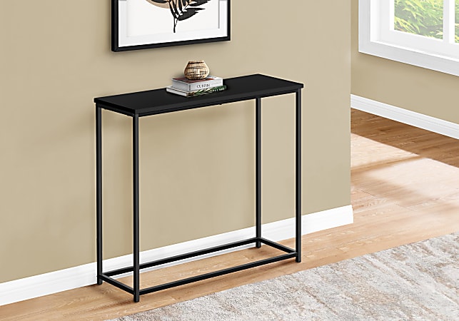 Monarch Specialties Ponce Laminate/Metal Narrow Accent Console Table, 29"H x 31-1/2"W x 11-1/2"D, Black