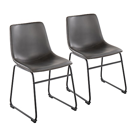 LumiSource Duke Industrial Side Chairs, Black/Gray, Set Of 2 Chairs
