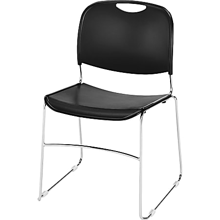 Lorell Lumbar Support Stacking Chair - Black Polymer Seat - Black Polymer Back - Chrome Metal Frame - Black - 4 / Carton Lorell Lumbar Support Stacking Chair - Black Polymer Seat - Black Polymer Back - Chrome Metal Frame - Black - 4 / Carton
