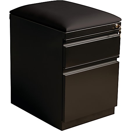 Lorell® 19-7/8"D Vertical 2-Drawer Mobile Pedestal File Cabinet With Seat Cushion, Black