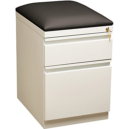 Lorell® 19-7/8"D Vertical 2-Drawer Mobile Pedestal File Cabinet With Seat Cushion, White