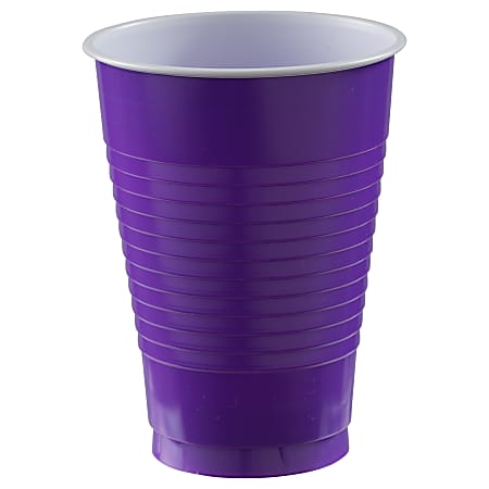 Amscan 436811 Plastic Cups, 12 Oz, Purple, 50 Cups Per Pack, Case Of 3 Packs