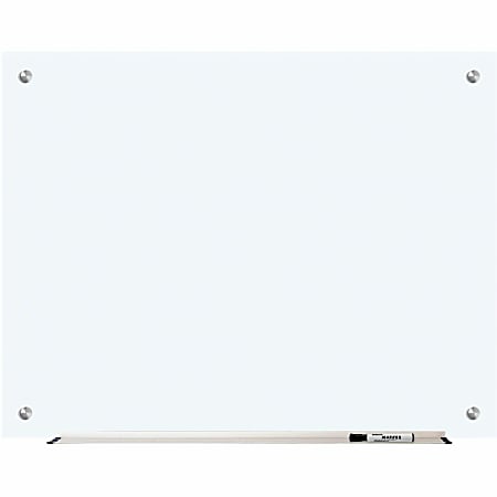 Lorell&reg; Non-Magnetic Unframed Dry-Erase Glass Whiteboard, 48" x 36", Frost