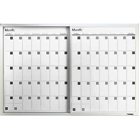 Lorell® Magnetic Unframed Dry-Erase Calendar Whiteboard, 36" x 24", Frost