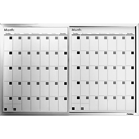 Lorell Magnetic Unframed Dry Erase Calendar Whiteboard 36 x 24