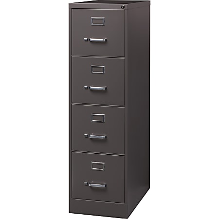 Lorell® Fortress 26-1/2"D Vertical 4-Drawer Letter-Size File Cabinet, Metal, Medium Tone