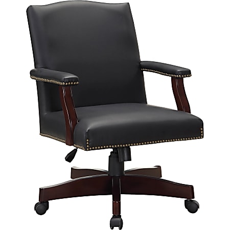 Lorell&reg; Berkeley Traditional Ergonomic Bonded Leather Executive Chair, Black