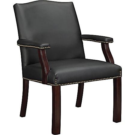 Lorell® Berkeley Traditional Bonded Leather Guest Chair, Black