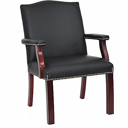 Lorell® Berkeley Traditional Bonded Leather Guest Chair, Black