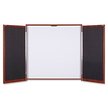 Lorell Dry-Erase Whiteboard Presentation Cabinet, 47.3"H x 47.3"W x 4.8"D, Cherry