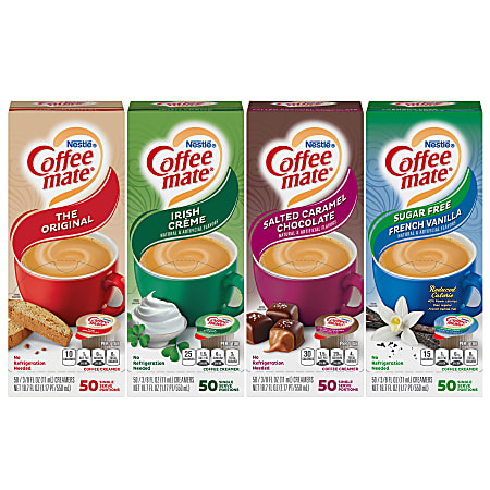 Nestlé® Coffee-mate® Liquid Creamer, Original/Sugar-FreeFrench Vanilla/Irish Crème/Salted Caramel Chocolate Flavor Variety Pack, 0.37 Oz Single Serve x 4