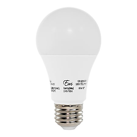 Euri A19 Non-Dimmable 750 Lumens LED Light Bulbs, 9.5 Watt, 3000 Kelvin/Warm White, Pack Of 6 Bulbs