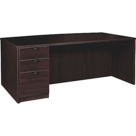 Lorell® Prominence 79000 Series Bowfront Left Pedestal Desk, 72"W x 42"D, Espresso