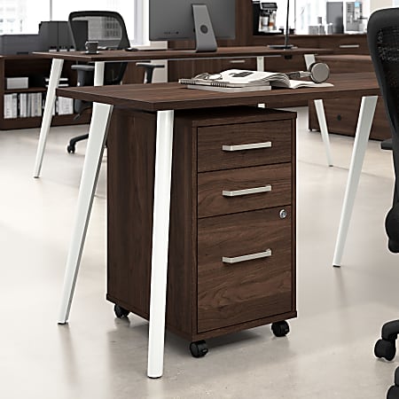 Bush Business Furniture Vista 16"W 3 Drawer Mobile File Cabinet, Black Walnut, Standard Delivery
