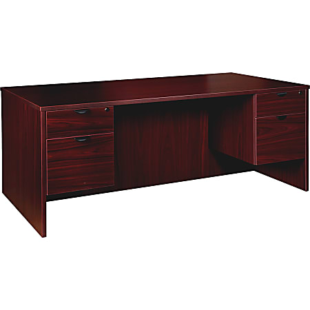 Lorell® Prominence 79000 Series Double 3/4 Pedestal Desk, 72"W x 36"D, Mahogany