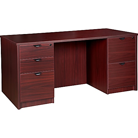 Lorell® Prominence 79000 Series Double Pedestal Desk, 66"W x 30"D, Mahogany